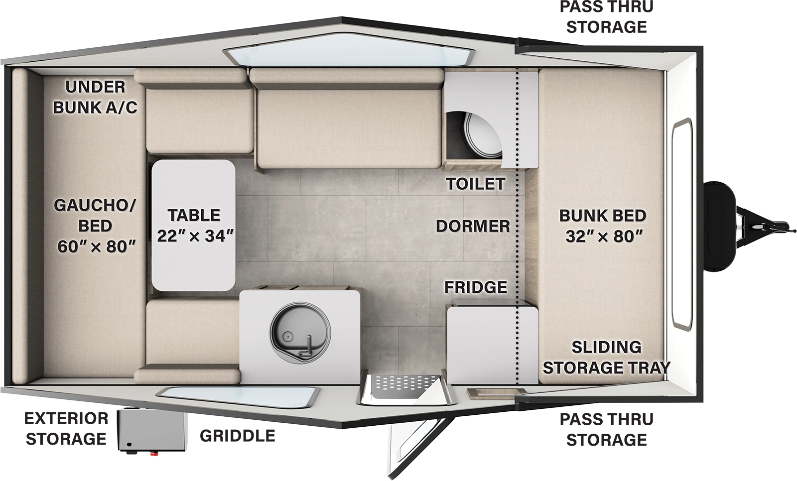 Flagstaff Hardside Pop Up Campers T21HSB Floorplan